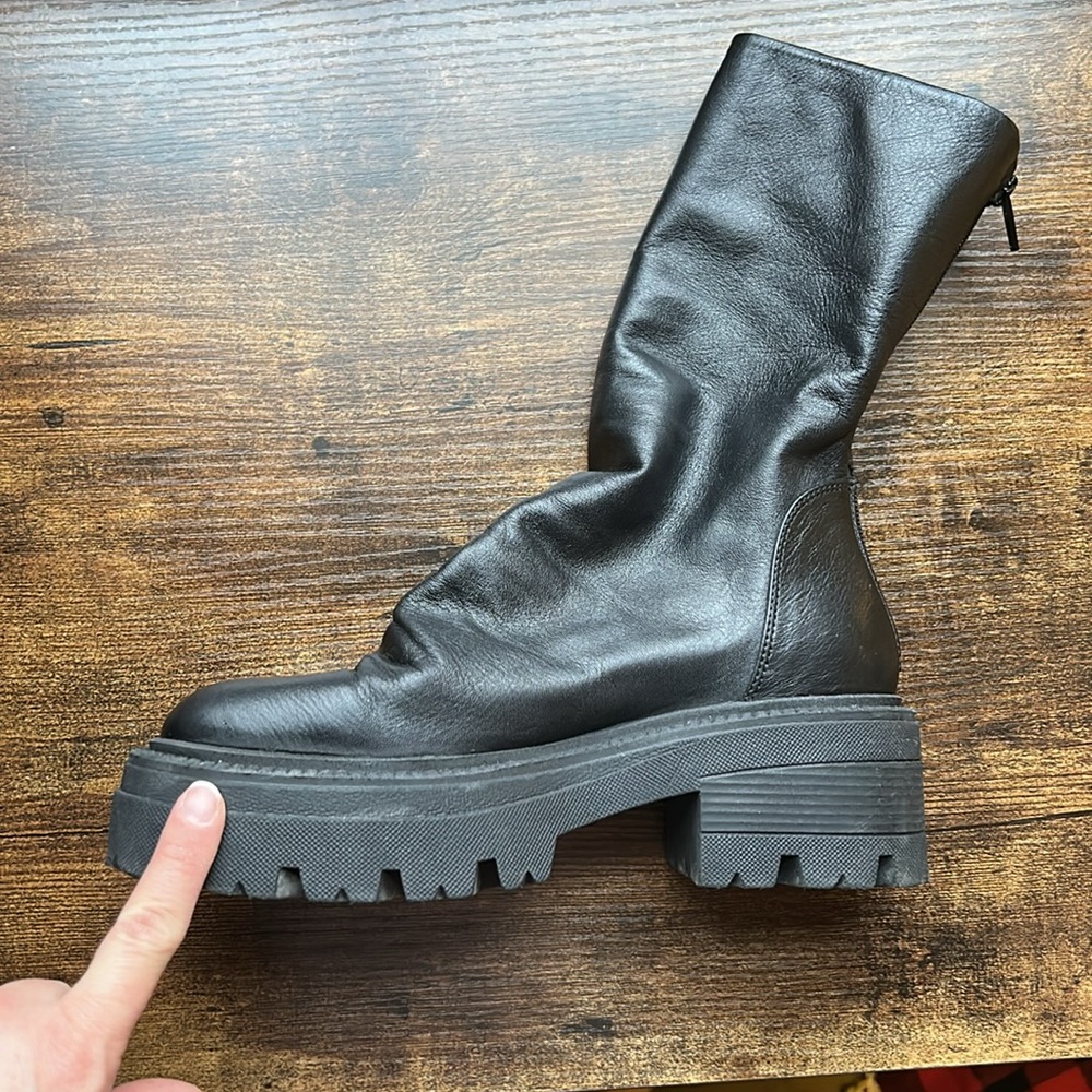 Free People Emma Leather Ruched Platform Boots - Picture 10 of 16